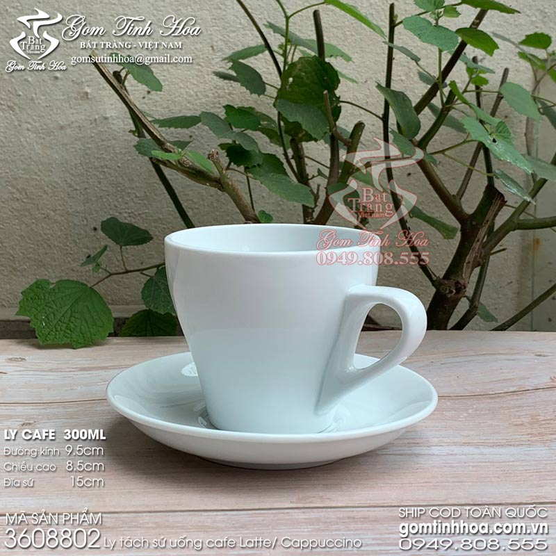 Ly tách sứ uống cafe latte cappuccino 300ml