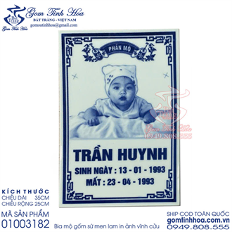 Bia mộ gốm sứ men lam in ảnh vĩnh cửu