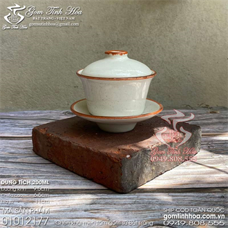 Chén khải gốm sứ men tấm trắng