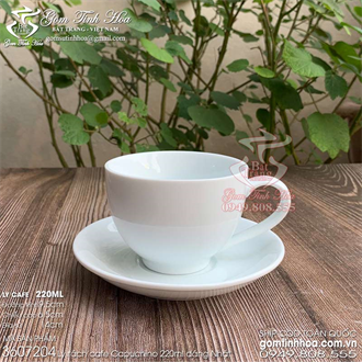Ly tách cafe Cappuccino 220ml gốm sứ Bát Tràng dáng Nhật Bản