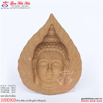 Phù điêu Lá Bồ Đề hình Đức Phật 3D gốm Hồng Sa