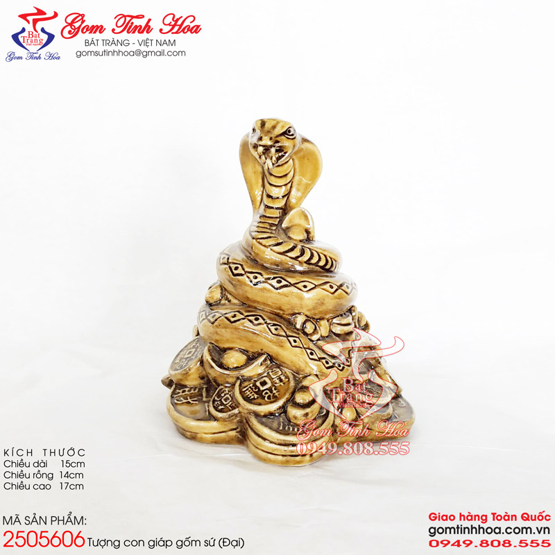 Tượng 12 con giáp bằng gốm sứ cao cấp Gốm Tinh Hoa Bát Tràng Tượng con giáp tuổi Tỵ linh vật phong thủy gốm sứ